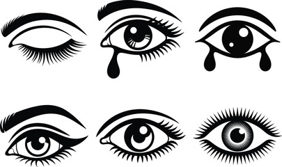 Minimal Black Eye Silhouette SVG Vector Illustration - Eye Clipart. Beauty, Makeup, and Vision, Stylish Human Eye, Abstract Optical and Awareness, Watchful Eye, Logo, Tattoo, and Cosmetic Vector.