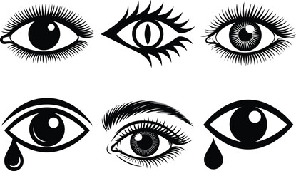 Minimal Black Eye Silhouette SVG Vector Illustration - Eye Clipart. Beauty, Makeup, and Vision, Stylish Human Eye, Abstract Optical and Awareness, Watchful Eye, Logo, Tattoo, and Cosmetic Vector.