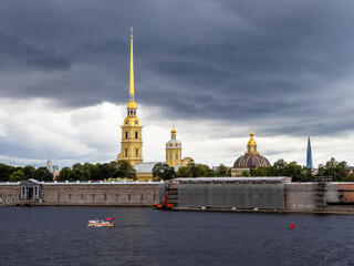 view Peter and Paul fortress from Trinity Bridge