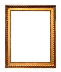 old vertical flat golden painting frame cutout