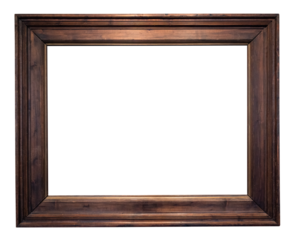 retro flat dark brown wooden painting frame cutout