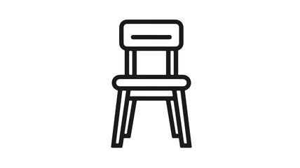 Minimalist Wooden Chair Line Icon for Furniture Concept