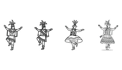 Elegant cultural dancers in traditional dress performing folk dance art