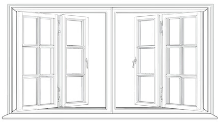 Modern Professional Window and Sash Window in Frame Opening in Wall