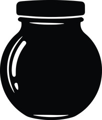 Stylized Black Jar with Lid Minimalist Design for various products