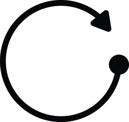 Minimal Black Circular Arrow Icon for Refresh, Reload, Recycle, or Rotation