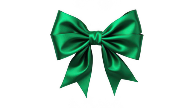 Vibrant emerald green satin bow, elegant gift wrapping element