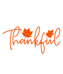 Thankful typography clip art design on plain white transparent isolated background for card, shirt, hoodie, sweatshirt, apparel, card, tag, mug, icon, poster or badge