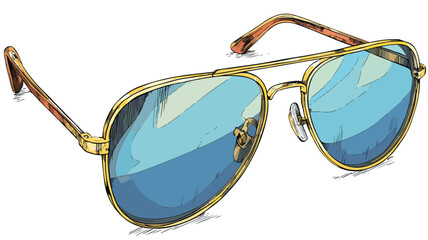 Stylish Shaped Sunglasses for Eye Protection Vector With Outline