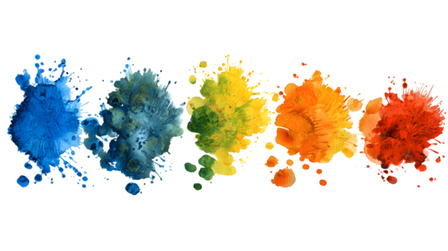 Multi-color paint splatter on canvas