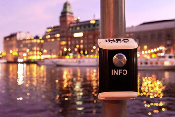 Transport information button for the blind at waterfront in Stockholm