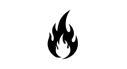 Black fire symbol on white background for design and conceptual imagery
