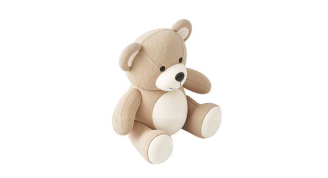 Cute plush teddy bear sitting on transparent background  