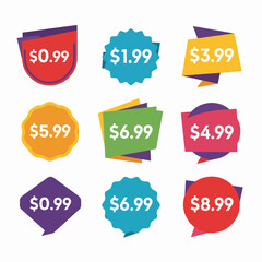 set of sale price stickers