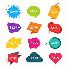 Vector drawing. Set of labels with a promotional discount in percent. Ready stickers.