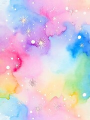 Soft pastel watercolor background with glittering sparkles