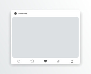 Social media post template. Instagram and x marketing mock-up. Twitter like, share, comment, save, repost icon. Vector illustration