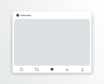 Social media post template. Instagram and x marketing mock-up. Twitter like, share, comment, save, repost icon. Vector illustration