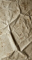 A close-up view of heavily creased, soiled, and neglected paper showing extreme texture and rough surface suitable for grunge backgrounds ,detail ,waste ,garbage