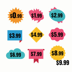 set of colorful sale tags, sale price