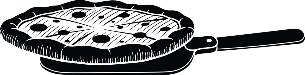 Delicious pizza with sliced pepperoni on a pan graphic vector