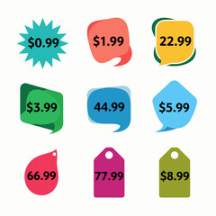 Set of sale and discount label tags for shop promotions