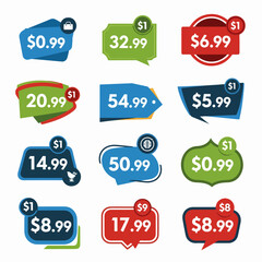 set of colorful sale labels, sale price