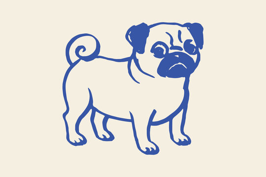 Pug dog hand-drawn sketch vector illustration