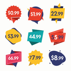 Colorful vector sale sticker set with labels and tags for promotion and retail design