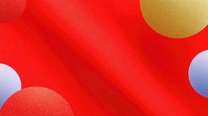 Festive Red Background with Glittering Gold, Blue and Red Circles, Perfect for Celebration, New Year, Chinese New Year Decor, Wallpaper, Poster, Graphic Design and Artistic Elements