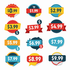 Colorful sale labels stickers and tags set for business promotion and retail design