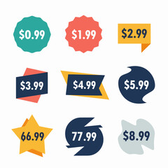 Colorful sale labels stickers and tags set for business promotion and retail design