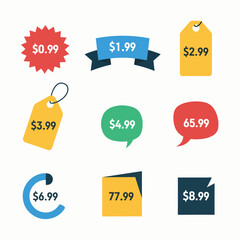 Set of colorful sale labels