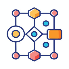 Workflow automation flat colorful vector icon on white background