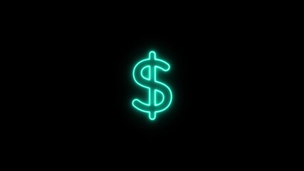 abstract neon dollar icon animation on black background, money concept video . - Powered by Adobe