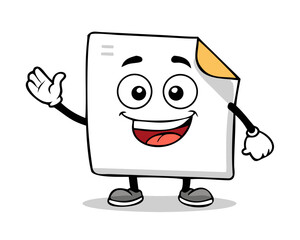 Cartoon document character vector illustration paper sheet happy file design