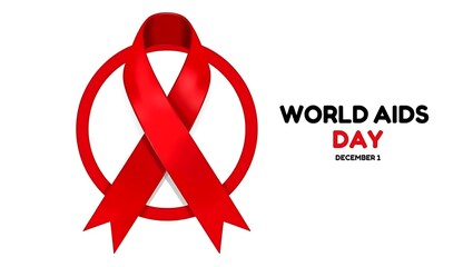 Red ribbon inside circle for World A I D S Day December 1 AIDS awareness World AIDS Day