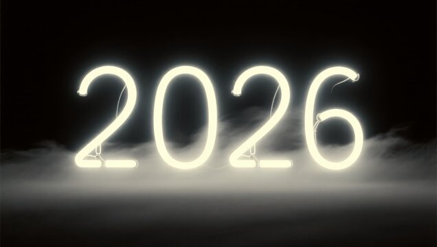 The year is 2026 and it is lit up in neon lights