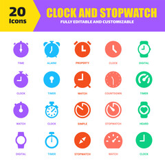 Clock and Stopwatch Icons