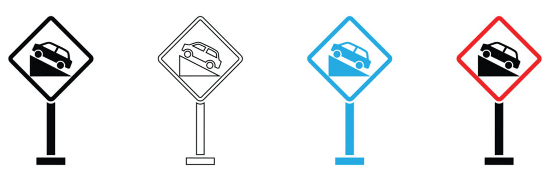 Essential road safety warning signs alert drivers to steep grades, promoting cautious travel and accident prevention on challenging terrain