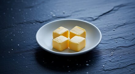 Delicious buttery cubes in a white bowl, ready for baking, cooking, or adding flavor to your favorite culinary creation.