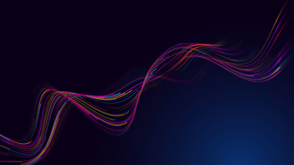 Science Research AI Dots Data Flow Particles Background. Digital Neural Network. Concept of Artificial Intelligence Technology, Machine Learning. Digital Communication. Vector Illustration.