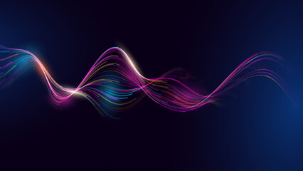 Science Research AI Dots Data Flow Particles Background. Digital Neural Network. Concept of Artificial Intelligence Technology, Machine Learning. Digital Communication. Vector Illustration.