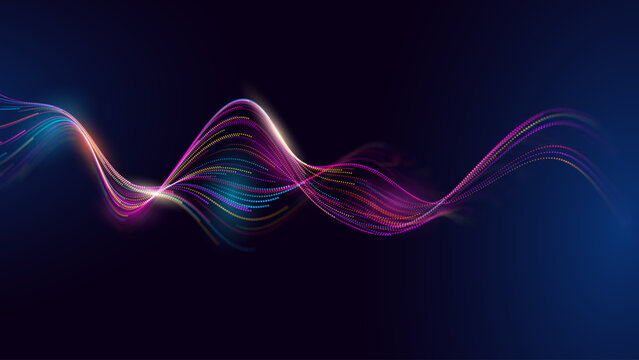 Science Research AI Dots Data Flow Particles Background. Digital Neural Network. Concept of Artificial Intelligence Technology, Machine Learning. Digital Communication. Vector Illustration.