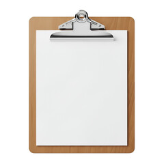 Wooden Clipboard with Blank White Paper on Black Background
