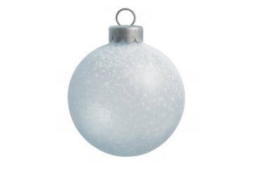 Frosty white christmas ornament bauble decorating for winter holidays and festive celebrations on transparent background