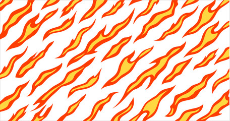 Ring Yellow Fire Flame Pattern on White Background. Creative abstract Fiery Frame in Cartoon Anime Style. Vector Fire Texture