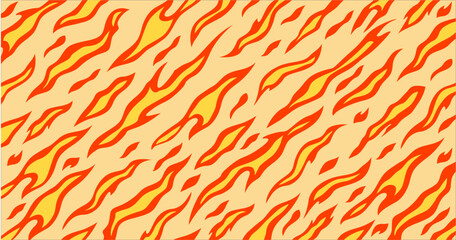 Ring Yellow Fire Flame Pattern on White Background. Creative abstract Fiery Frame in Cartoon Anime Style. Vector Fire Texture