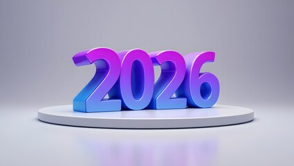 2026 in Rainbow Colors for New Year Celebration