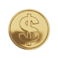 A Shiny Golden Coin with a Dollar Sign on a transparent background Black Background